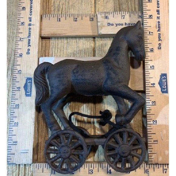 Cast Iron Horse Pull Toy on Wheels 0170-13603 - Picture 9 of 10